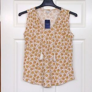 LUCKY BRAND SLEEVELESS PRINT TASSEL TOP NWT $44.50